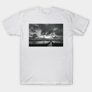 Monochrome sunrise over the Old Wooden Pier T-Shirt